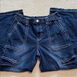 Almost Famous ✨ Baggy Wide Leg Cargo Jeans Women’s Juniors Size Large